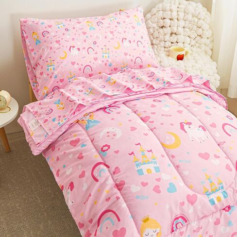 Viviland Butterfly Floral Toddler Comforter Sets, Cute Girls Toddler Bedding Set, Soft Microfiber Purple Toddler Bed Set in Saudi Arabia
