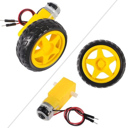 4 مجموعات DC الكهربائية TT Prewired Gear Motor Wheel Kit 3-6V محرك علبة التروس TT ذو العمود المزدوج مع عجلة إطار سيارة بلاستيكية 69 مم لنموذج إطارات سيارات روبوت RC الذكية in Kuwait