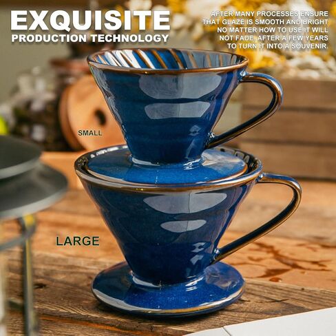 Ceramic Coffee Dripper Filter 01 Ceramic Pour Over Coffee Maker,Hand Drip Cone Coffee Filter,Portable Pour Over Coffee Maker Set For Home Baristas(Blue) in Kuwait