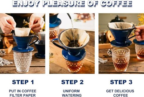 Ceramic Coffee Dripper Filter 01 Ceramic Pour Over Coffee Maker,Hand Drip Cone Coffee Filter,Portable Pour Over Coffee Maker Set For Home Baristas(Blue) in Kuwait