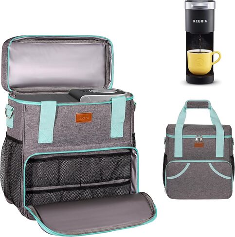 IAVEYG Coffee Maker Travel Bag Compatible with Keurig K-Mini or K-Mini Plus,Single Serve Coffee Brewer Portable Storage Bag with Multiple Pockets for K-Cup Pods,Storage Bag With Shoulder Strap(Gray) in Saudi Arabia
