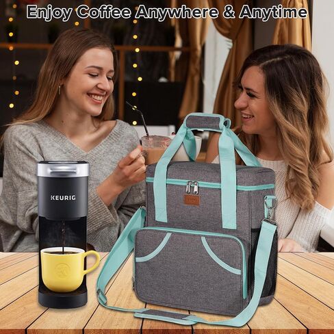 IAVEYG Coffee Maker Travel Bag Compatible with Keurig K-Mini or K-Mini Plus,Single Serve Coffee Brewer Portable Storage Bag with Multiple Pockets for K-Cup Pods,Storage Bag With Shoulder Strap(Gray) in Saudi Arabia