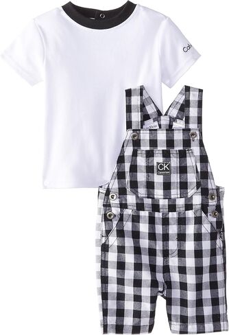 Calvin Klein Baby Boys' T Shirt with Plaid Shortall Set in Saudi Arabia