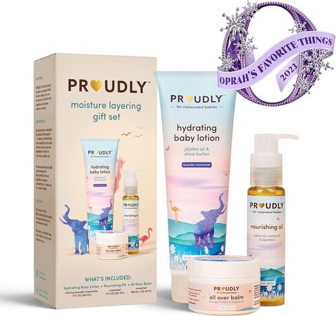 مجموعة هدايا طبقات الرطوبة للأطفال الذين يعانون من الميلانين، صممها أطباء الجلدية للعناية ببشرة الأطفال للبشرة الحساسة والجافة - مثالية للأكزيما وغطاء المهد in Kuwait