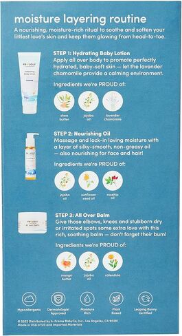 مجموعة هدايا طبقات الرطوبة للأطفال الذين يعانون من الميلانين، صممها أطباء الجلدية للعناية ببشرة الأطفال للبشرة الحساسة والجافة - مثالية للأكزيما وغطاء المهد in Kuwait
