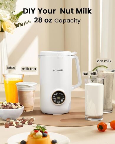 ماكينة صنع حليب الجوز الأوتوماتيكية مع 10 شفرات للتنظيف الذاتي لعصير منزلي الصنع نباتي وحليب الصويا والكاجو والشوفان، صانعة حليب اللوز 28 أونصة مع تأخير البدء/الحفاظ على الدفء/الغليان لمدة 12 ساعة in Kuwait
