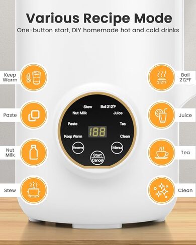 ماكينة صنع حليب الجوز الأوتوماتيكية مع 10 شفرات للتنظيف الذاتي لعصير منزلي الصنع نباتي وحليب الصويا والكاجو والشوفان، صانعة حليب اللوز 28 أونصة مع تأخير البدء/الحفاظ على الدفء/الغليان لمدة 12 ساعة in Kuwait