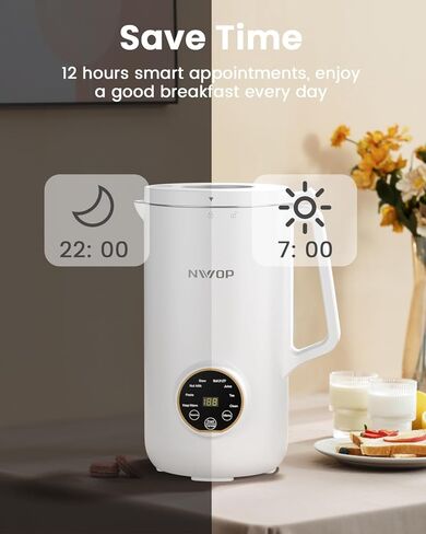 ماكينة صنع حليب الجوز الأوتوماتيكية مع 10 شفرات للتنظيف الذاتي لعصير منزلي الصنع نباتي وحليب الصويا والكاجو والشوفان، صانعة حليب اللوز 28 أونصة مع تأخير البدء/الحفاظ على الدفء/الغليان لمدة 12 ساعة in Kuwait