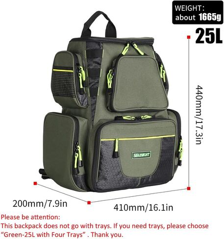 Seaknight Fishing Tackle Backpack, Water-Resistant Large Storage with 4 Trays, Outdoor Multifunctional Box Tackle Bag for Fishing Camping Hiking Cycling (Camouflage-25L with 4 Trays) in Saudi Arabia