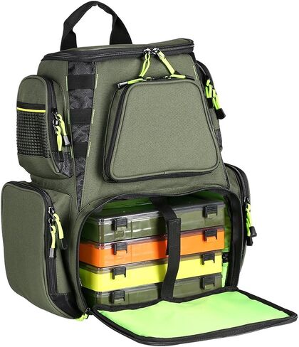 Seaknight Fishing Tackle Backpack, Water-Resistant Large Storage with 4 Trays, Outdoor Multifunctional Box Tackle Bag for Fishing Camping Hiking Cycling (Camouflage-25L with 4 Trays) in Saudi Arabia