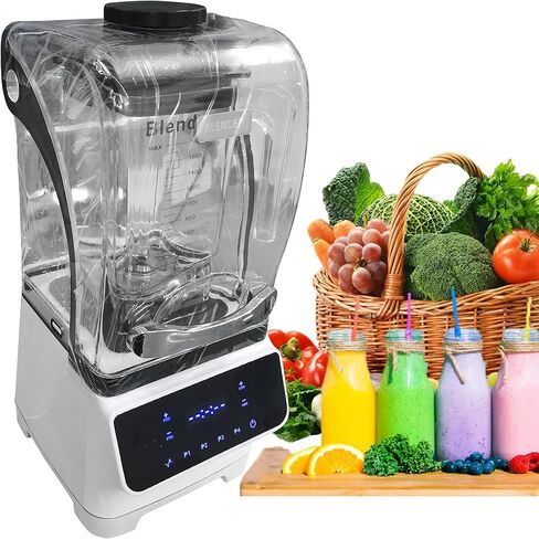 خلاط تجاري Yovtekc للمخفوقات والعصائر، 1.8 لتر (61 أونصة) خلاط احترافي عالي السرعة للمطبخ، خلاط على سطح الطاولة مع درع صوت لعصائر الفاكهة المجمدة، 2200 وات 110 فولت أبيض in Kuwait