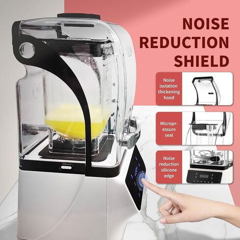 خلاط تجاري Yovtekc للمخفوقات والعصائر، 1.8 لتر (61 أونصة) خلاط احترافي عالي السرعة للمطبخ، خلاط على سطح الطاولة مع درع صوت لعصائر الفاكهة المجمدة، 2200 وات 110 فولت أبيض in Kuwait