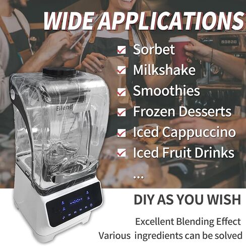 خلاط تجاري Yovtekc للمخفوقات والعصائر، 1.8 لتر (61 أونصة) خلاط احترافي عالي السرعة للمطبخ، خلاط على سطح الطاولة مع درع صوت لعصائر الفاكهة المجمدة، 2200 وات 110 فولت أبيض in Kuwait