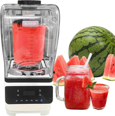خلاط تجاري Yovtekc للمخفوقات والعصائر، 1.8 لتر (61 أونصة) خلاط احترافي عالي السرعة للمطبخ، خلاط على سطح الطاولة مع درع صوت لعصائر الفاكهة المجمدة، 2200 وات 110 فولت أبيض in Kuwait
