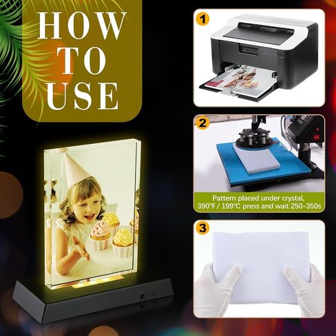 Qunclay 3 Sets Sublimation Crystal Frames LED Base,3.9 x 5.9 In,Black in Kuwait