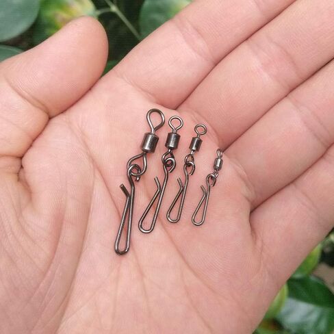 Dr.Fish 50 حزمة مشبك سريع يدور تغيير سريع من الفولاذ المقاوم للصدأ لقطات سريعة لقطات سريعة لصيد الأسماك مقاطع معلقة ومشابك كرانكبيت ومشابك طعم موصل للمياه العذبة in Saudi Arabia