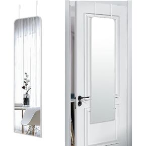 57x20 Door Hanging Full Length Mirror, Floor (Height 5.7ft just Body in 1.3ft) or Wall Mounted Metal Frame Arch Dressing Mirrors for Bedroom Bathroom Living Room 57 20 inch Black
