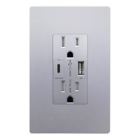 LIDER 6.0A 30W USB A&C in-Wall Charger, 3 USB Type-A and 2 USB Type-C Charging Ports, Interchangeable Face Cover, Modern Upgrade, Wall Plate Included, Black