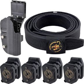 Black Scorpion Gear Competition Rig | 1 Heavy Duty Belt, 1 OWB Kydex Pro Holster | 4 Single/Double Stack Ambidextrous Magazine Pouches IPSC, USPSA, 3-Gun Approved