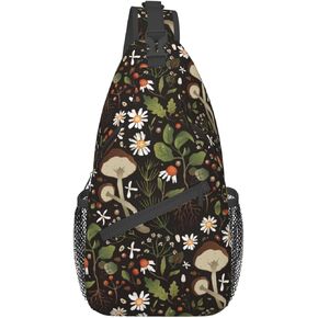 Wild Mushroom Sling Bag,Multipurpose Crossbody Backpack Shoulder Chest Bag for Women Men Travel Hiking Daypack