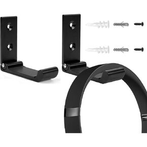 Advanced Headphone Stand Hanger(2 Pack), Stand Holder, Foldable Headset Hook, Wall Mount, Strong Adhesive, Aluminum, for Wall, Dry Wall and Desk, Universal Fit