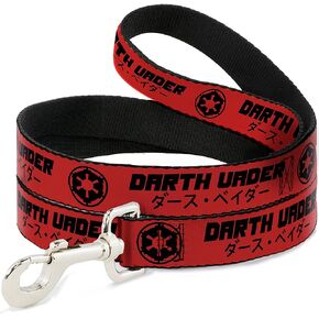 Star Wars Pet Leash, Dog Leash, Star Wars Darth Vader Japanese Characters and Logo Red Black, 6 Feet Long 1.0 Inch Wide