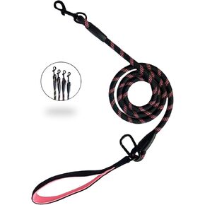 Ultimate 5ft Rope Dog Leash for Medium Large Dogs - Reflective Dog Leash & Tangle-Free!Comfort Padded Handle, Explore with Style & Security, Perfect Control,Dog Leash for Large Dogs. (Rose Green)