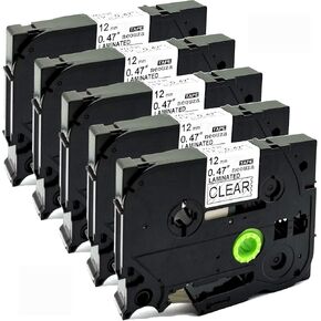 NEOUZA Compatible Label Tape Replacement for Brother Laminated Tze131 Tz131 Label Tape Cartridge 12mmx8m (TZe-131 Black on Clear) 5PK