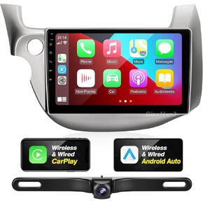 Android Radio Updated for Honda Fit Jazz 2008-2013 Touchscreen Compatible with Wireless Carplay Android Auto,Car Stereo Bluetooth Navigation Media Player GPS WiFi FMAM Backup Camera HeadUnit