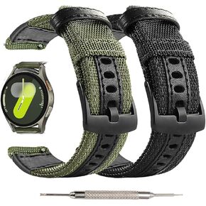 Maxjoy Galaxy Watch 7 Bands, Galaxy Watch 6/6 Classic/Galaxy Watch 5/5 Pro Bands, 20mm Nylon Strap Compatible with Samsung Galaxy Watch 7 FE 6 5 4 3 40mm 41mm 42mm 43mm 44mm 45mm 46mm, 2 Pack
