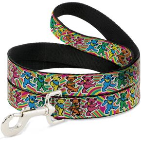 Grateful Dead Durable & Stylish Dog Leash with Snap Closure, Dancing Bears Swirl Multi Color, 6 Feet Long 1.0 Inch Wide