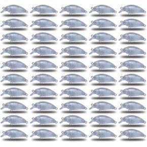 Pack of 50 Unpainted Blank Top water Crank Lures Bass Fishing Lures Baits DIY Making Kit CA134