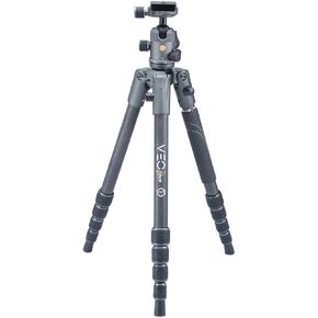 VANGUARD VEO2S265CB Carbon Fiber Travel Tripod with Ball Head, Monopod Option, Smart Phone Holder, Spiked Feet, and Tripod Bag