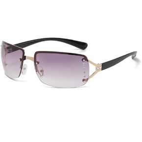 Azoxus Vintage Rimless Rectangle Sunglasses Frameless Gradient Lens AZ9564