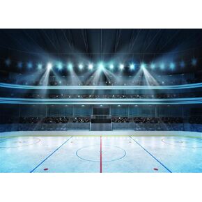 Hockey Stadium Backdrop Ice Rink Ssport Arena Photography Background Kids Birthday Photoshoot Hockey Party Decoration Studio Props, 7X5FT