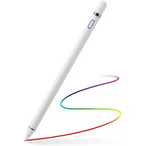 Active Stylus Pens for Touch Screens,1.5mm Fine Point Rechargeable Active Pencil Digital Pencil Capacitive Pen Compatible with iPhone Pad and Other Tablets (White)