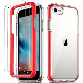 COOLQO Compatible for iPhone 8 Plus/iPhone 7 Plus/iPhone 6S/6 Plus Case, with [2 x Tempered Glass Screen Protector] Clear 360 Full Body Coverage Hard PC + TPU 3in1 Phone Protective Cover,Clear