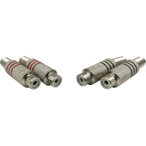 RCA Stereo Female Connector, Spring Coaxial Audio Solderless red and Black Circle Metal Nickel-Plated Connector Adapter (4-Pack)