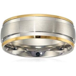 Stainless Steel Gold Plated Ring/Wedding Band/Commitment Ring for Men by Sherrin Rosette