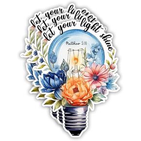 (3pcs) Let Your Light Shine Sticker Christian Bible Verse Matthew 5:16 Jesus Vinyl Decal Inspirational Quotes Stickers for Books Laptops Phonecase Water Bottles Kindles Car-2.1x3