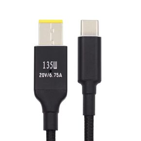JSER 135W Type-C USB-C Cable to DC Rectangle 11.0 * 4.5mm Power PD Charge Cable for Thinkpad X1 Legion Y7000P Laptop DC20V 6.25A