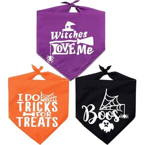 Dog Halloween Bandana,Pack of 3 Halloween Bandanas for Dogs