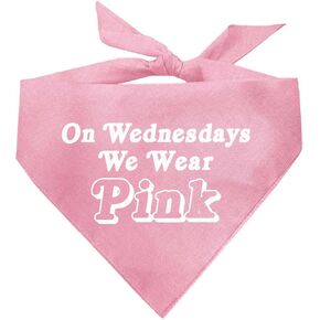 On Wednesdays We Wear Pink Breast Dog Bandana (Hot Pink, OS 154)