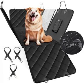 Simple Deluxe Pet Dog Seat Cover, Waterproof and Car Rear Seat Protection Hammock, with Mesh Windows, Suitable for Trucks & SUVs, Scratch Resistant and Nonslip, Standard, Black