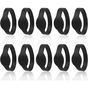 10pcs 125Khz RFID Bracelet, IP68 Waterproof Silicone ID Card RFID Wristband Access Control for Swimming Pool Sauna Room Restaurant(Black)
