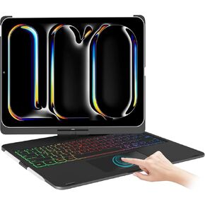 FARYODI Keyboard Case for iPad Pro 12.9-inch (5th/6th Gen), Trackpad, 360° Rotatable, Wireless Keyboard, 7-Colors Backlit, iPad Pro 12.9-inch Magic Keyboard Case-Black