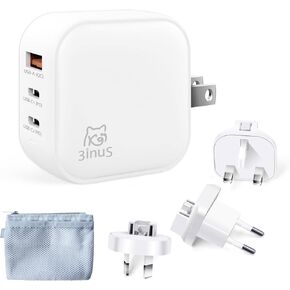 65W USB C GaN Wall Chargerfor Phone 16/16 Plus/16 Pro/16/Pro Max, Plug Foldable PD USB-C PPS Charger with Traveller Adapters.Charger for Pad air/Pro, Mac Book Laptops etc.
