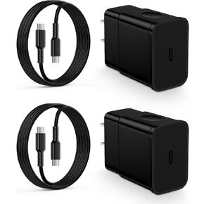 2Pack Fast Charger Type C 25W USB C Charger for Samsung Galaxy A15 5G A35 A55 S24+ Ultra S24 S23 S23+ S22, Google Pixel 9 Pro XL Fold 9 8a 8 Pro 7 Pro 7a, Phone Wall Charger, 6FT Charger Cord Charging
