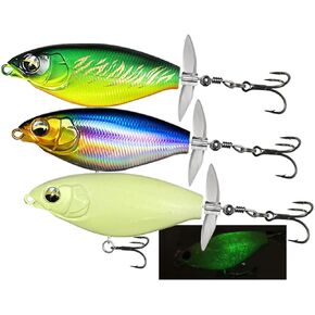 Whopper Topwater Fishing Lures 90, Pencil Plopper Fishing Lures for Bass, Top Water Bass Fishing Lures with Floating Rotating Tail