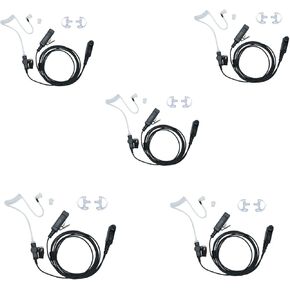 XPR 3500e Earpiece for Motorola,2 Wire Covert Acoustic Tube Surveillance Kit Headset with Five Pair Medium Earmolds for Motorola XPR3500 XPR3000 XPR3300 XPR3300e 2 Way Radio Walkie Talkie 5Pack